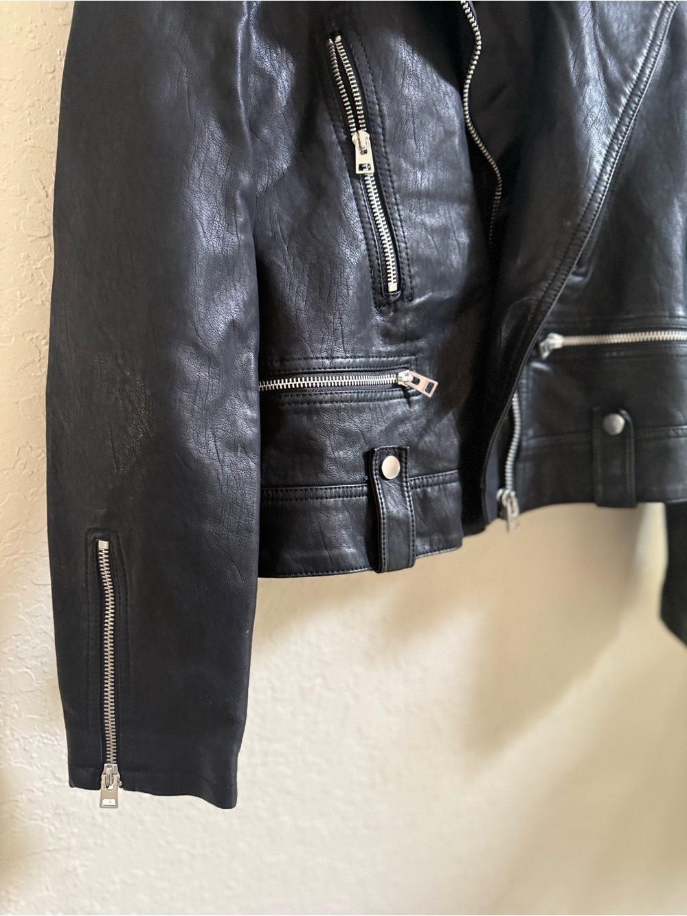 NWOT Black Faux Leather Moto Jacket - Topshop - Picture 5 of 6